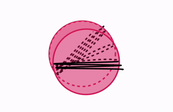 Faraday rotation front view showing the polarisation vector rotating after passing through a magnetised region.